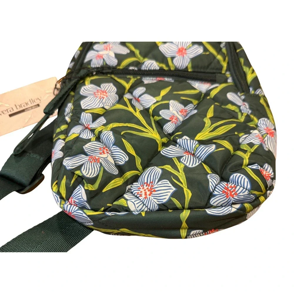 Vera Bradley Essential Sling Backpack Charlotte Stem Floral Green Ultralight NEW